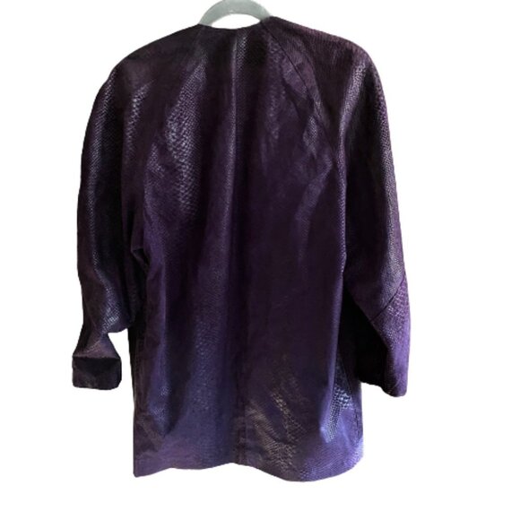 Vintage 80s Danier purple leather jacket coat - Picture 3 of 14
